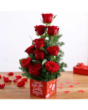 Red Roses Bunch In Forever With You Sticker Vase Flowers