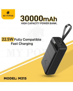 My Power Powerbank 30000mah M-315, QC 3.0 PD 22.5W Fast Charging Power Bank 