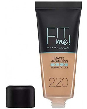 Maybelline New York Fit Me Matte & Poreless Foundation 220 Natural Beige 30ml With Free Lipliner
