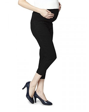 Nine Maternity Slim Fit Capri In Black Denim 3063