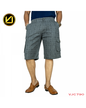 VIRJEANS (VJC790) Check Box Cargo Half Pant For Men-Grey