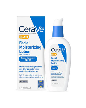 CeraVe AM Facial Moisturizing Lotion SPF 30 | Oil-Free Face Moisturizer with Sunscreen | Non-Comedogenic 