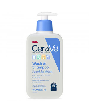 CeraVe Baby Wash & Fragrance, Paraben, & Sulfate Free Shampoo for Tear-Free Baby Bath Time