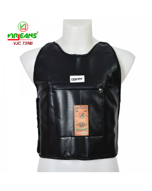 VIRJEANS (VJC739) Leather Looks Chest Protector Guard with Inner Fur - Black