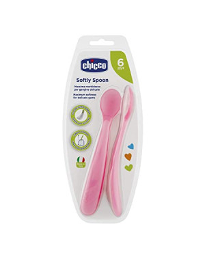 Chicco Soft Silicon Spoon Bi-Pack Girl
