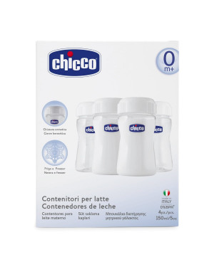 Chicco Milk Container Well Being Silicone Bottle - 4 Pcs