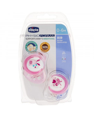 CHICCO Baby Soother PH. Air Pink SIL 0-6M 2PCS B