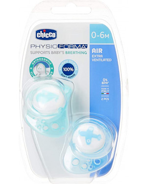 Chicco Soother Ph.Air Blue Sil 0-6M 2Pcs B