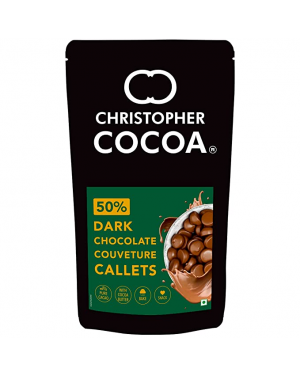 Christopher Cocoa 50% Pure Dark Chocolate Couverture Callets 1Kg (Chocolate Chips, Buttons, Snack, Bake, Cake, Hot Chocolate)