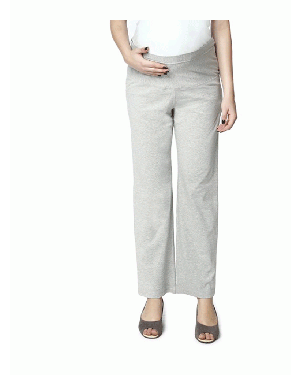 Nine Maternity Super Comfy Foldover Jersey Pants In Grey 3068