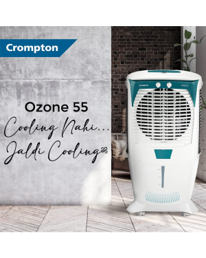 Crompton Ozone 88-Litre Inverter Compatible Desert Air Cooler with Honeycomb Pads for Home and Commercial (White and Teal)