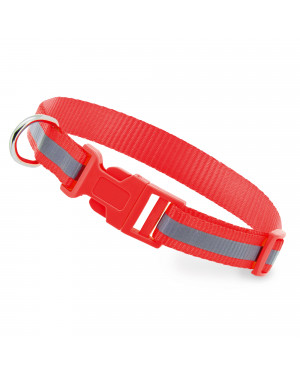 Reflective Red Color Adjustable Cat/dog Nylon Collar-26-40cm/1.5cm Width
