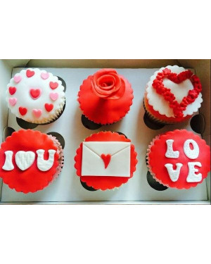 I Love You Fondant Chocolate Cup Cakes Set of 6