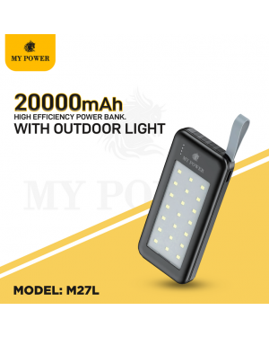 My Power Power Bank with 2 Watt LED light 20000mAh M-27L | In-build Cable For All Mobile Devices