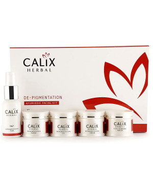Calix Herbal De-Pigmentation Ayurvedic Facial Kit Skin Tone Balancing Boon Enriched with Saffron and Turmeric, 260 gm