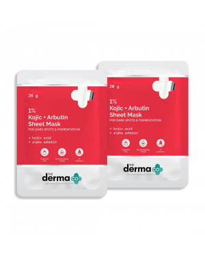 The Derma Co 1% Kojic Acid + Arbutin Face Serum Sheet Mask with Kojic Acid & Alpha Arbutin for Glowing Skin 