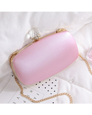 Diamond-Studded Party Clutch Shoulder Diagonal Chain Bag Pink 41001913