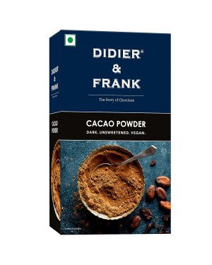 Didier & Frank Pure Cacao Powder, Unsweetened, Dark, Vegan, 100g (Use for Cake, Baking, Hot Chocolate, Milkshake)