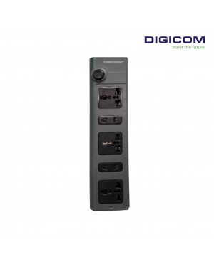 Digicom DG-M551 5 Port Power Extension Socket - 250V | 10A | 2500W - 2 Mtr. Cable | Circuit Breaker | Flame Retardant