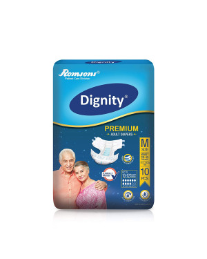 Dignity Premium Adult Diapers, Medium Size 28" - 45", 10 Pcs/Pack 
