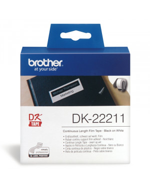 Brother DK Label Roll Continuous Length Film, Black on White (29mm x 15m)