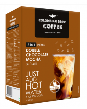 Colombian Brew Double Chocolate Mocha Café Latte, Instant Coffee Powder Premix (3 in 1), 10