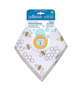 Dr. Brown's AC246-INTL Bandana Bib w/ Teether, 1-Pack, Bees (yellow Teether)