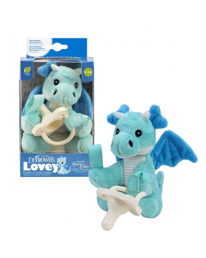 Dr. Brown's AC258 Dragon Lovey with Ecru HappyPaci Silicone One- Piece Pacifier