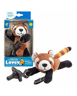 Dr. Brown's AC259 Red Panda Lovey with Black HappyPaci Silicone One-Piece Pacifier
