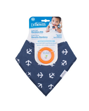 Dr. Brown’s AC124-p2 Bandana Bib with Snap-On Teether Anchors Single