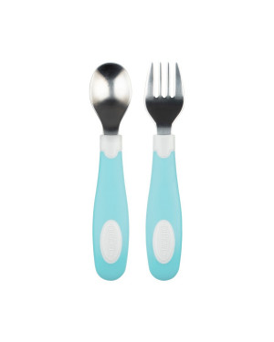 Dr. Brown’s TF027 Soft Grip Spoon & Fork Set, Teal