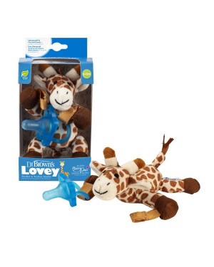 Dr. Brown’s AC155-p6 Lovey Pacifier and Teether Holder, 0m+, Giraffe With Blue Pacifier
