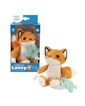 Dr. Brown’s AC123-P6 Lovey Pacifier and Teether Holder, 0m+, Fox With Teal Pacifier