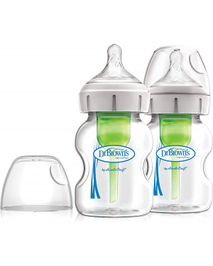 Dr Brown's WB52700-P2 5oz/150 Ml Options+ Wide-Neck Bottle Glass 2-Pack