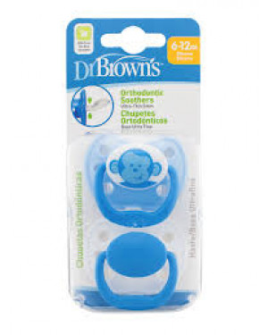 Dr Brown's 974-SPX Ortho Classic Shield Pacifiers Stage 2 6-12 M Blue 2 Pack