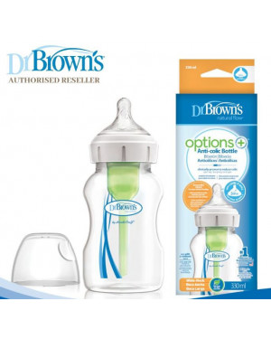 Dr Browns 11 oz/330 ml Options+ Wide-Neck Bottle with Level 2 Nipple, PP, 1-Pack WB11600-SPX