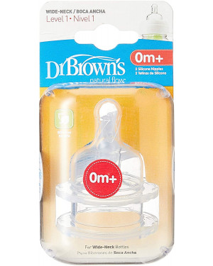 Dr.Brown's 352-INTL Level 1 Silicone Wide-Neck "Options" Nipple, 2-Pack