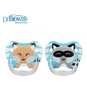 Dr. Brown's Pv12015-Es Prevent Printed Shield Pacifier Stage 1 0-6M Boy Animal Faces 2-Pack