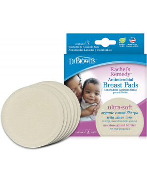 Dr Brown's BF004-P4 Rachel's Remedy Antimicrobial Breast Pads Washable 6 Pack 