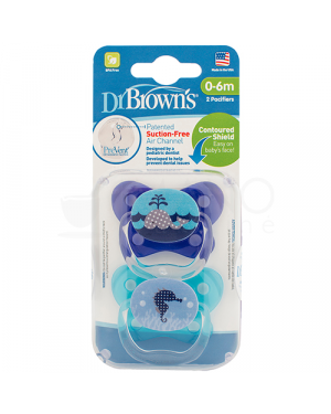 Dr Brown's PV12001-P4 Prevent Butterfly Shield Pacifier Stage 1 0-6M Assorted, 2-Pack