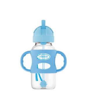 Dr. Brown’s WB91011 Wide-Neck Sippy Straw Bottle with Silicone Handles, 9 oz./270mL