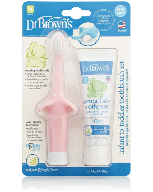 Dr. Brown’s HG023-p4 Infant-To-Toddler Toothbrush ,Toothpaste Combo Pack Elephant Pink