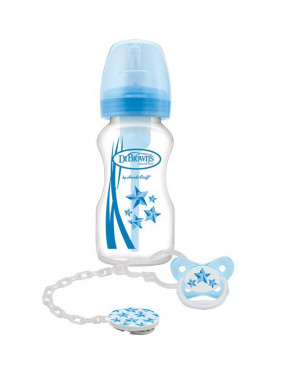 Dr. Brown's Options Wide-Neck Bottle and Soother Gift set Blue WB91406-INTLX