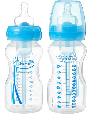 Dr. Brown’s WB92405-ESX 9 oz/270 ml Pp Wide-Neck Options Bottle, Blue 2-Pack