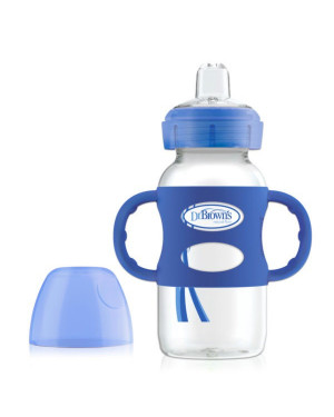Dr. Brown’s Milestone Wide-Neck Sippy Bottle with Silicone Handles, 9oz/270mL, 6m+ Wb91081-P3 