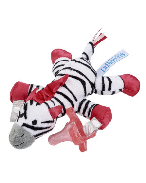 Dr. Brown's AC156-P6 Lovey Pacifier and Teether Holder 0 Months Plus, Zebra with Pink Pacifier