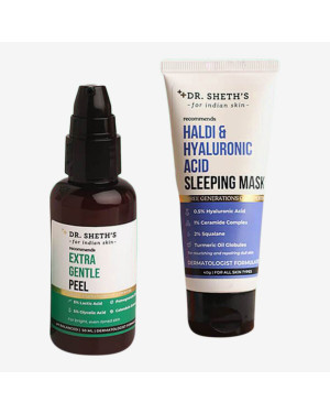 Dr. Sheth’s Glow Combo (Extra Gentle Peel - 50 ml & Haldi and Hyaluronic Acid Sleeping Mask - 40 gm)