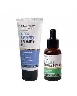 Dr. Sheth's Oil Balance Combo (Vegan) with Centella & Niacinamide Serum, 30ml and Aloe & Panthenol Hydrating Gel, 50g, for Clear, Balanced and Oil-free skin