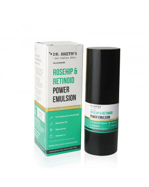 Dr. Sheth's Rosehip & Retinoid Emulsion For Anti Ageing, Anti Acne (All Skin) With 1% Retinoid, Bakuchiol, Hyaluronic Acid & Vitamin C Cream |For Women & Men -15g