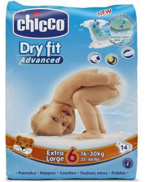 Chicco Dry Fit Adv X-Large Size Diaper, 14 Count - XL (14 Pieces)